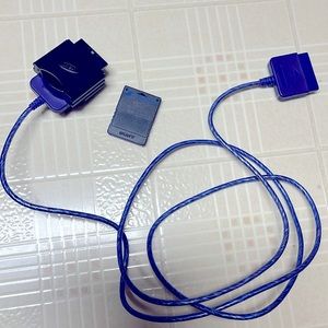 PlayStation 2 8MB memory card, and cord extender!